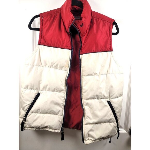 Vintage Abercrombie Puffer Vest Red & White Zipper Closure Size M - Picture 4 of 15